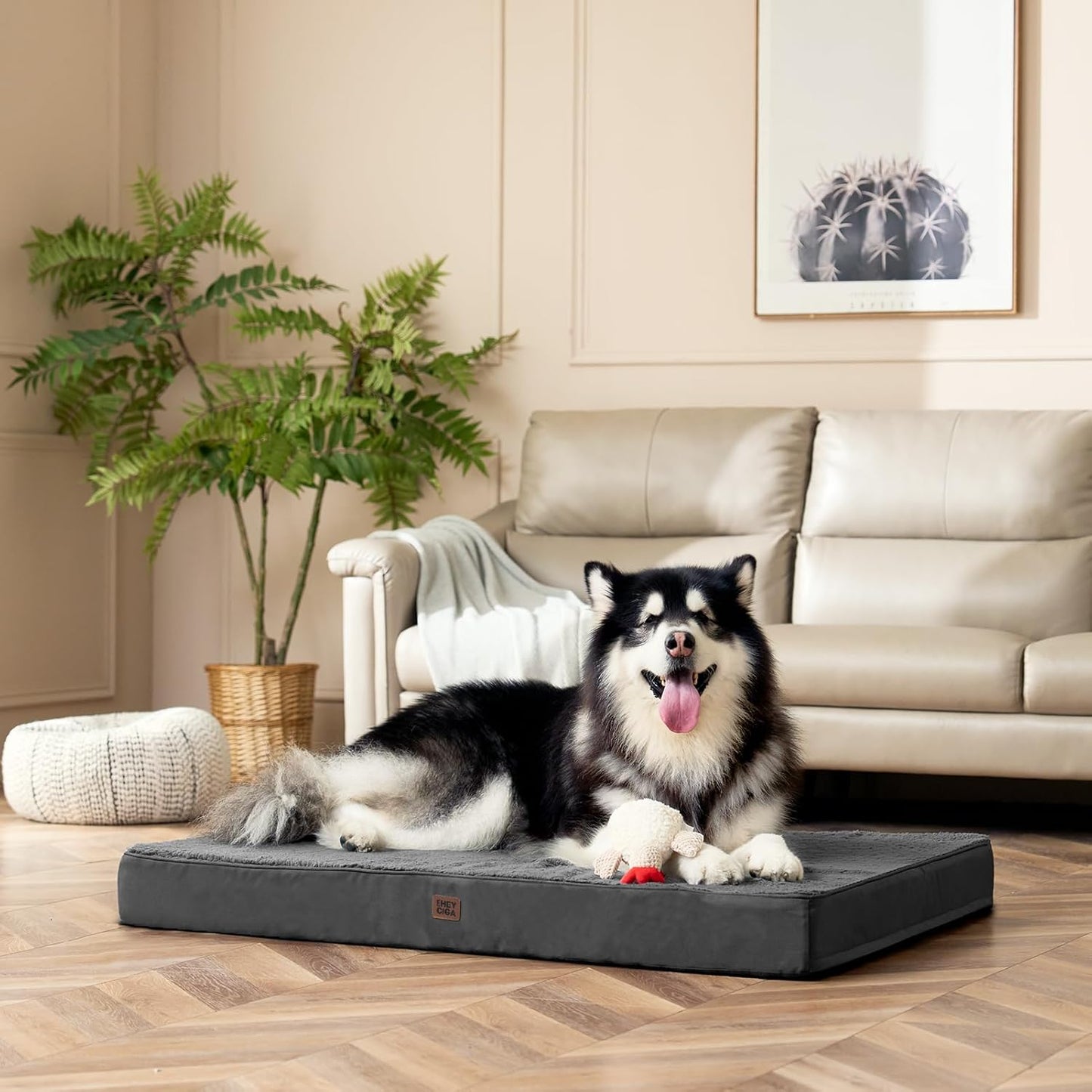 EHEYCIGA Orthopedic Medium XL XXL Dog Beds for Medium Large Extra Large Dogs with Removable Washable Cover for Crate,Grey, 36 * 27 * 3.5 inches