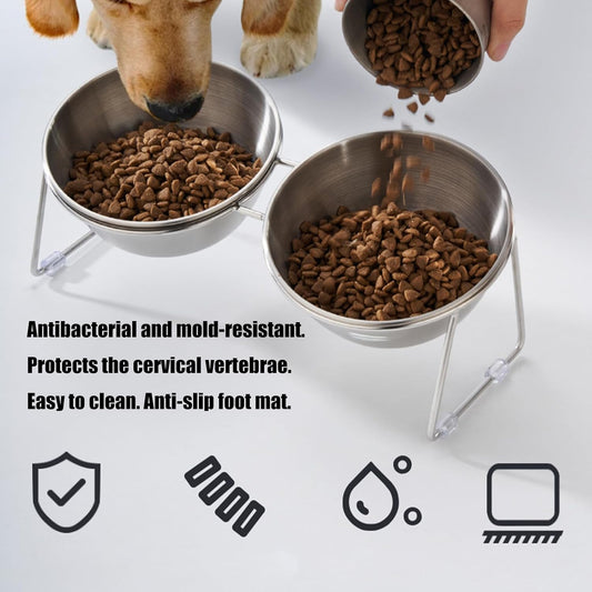 Adjustable Elevated Dog Bowl Stand with Feeders Dishes for Most Dogs Size Heavy Duty Food Dish ABS Stainless Steel Pet