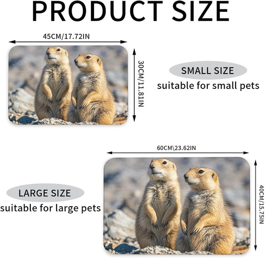 Pet Feeding Mat Leather Dog Food Mat Waterproof Pet Tablecloth Two Prairie Dogs Pet Placemat for Dogs Absorbent Dog Bowl Mat Anti-Slip Dogs Mats for Food and Water