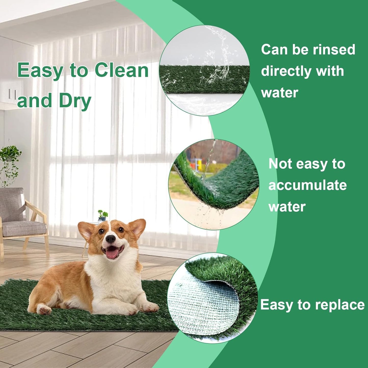 Artificial Dog Grass Pee Pads for Training, Reusable Washable Replacement Turf for Potty Tray, Indoor/Outdoor Turf Grass,Realistic Fake Grass for Dogs Potty(23"x 18")