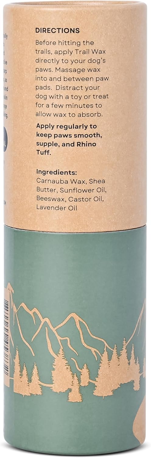 Dog Paw Trail Wax 2oz - Use Before Taking Dogs on a Hike - Balm Helps Protect Against Rocks, Uneven Terrain, Thorns, Glass - Moisturizes and Improves Elasticity - Lick-Safe - Made in USA