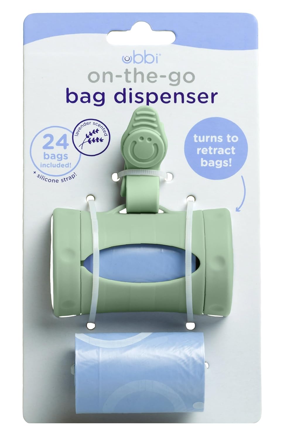 Ubbi On-the-Go Diaper Bag Dispenser for Travel, Retractable Must Have for Newborns, Helpful Baby Accessory, Sage Green