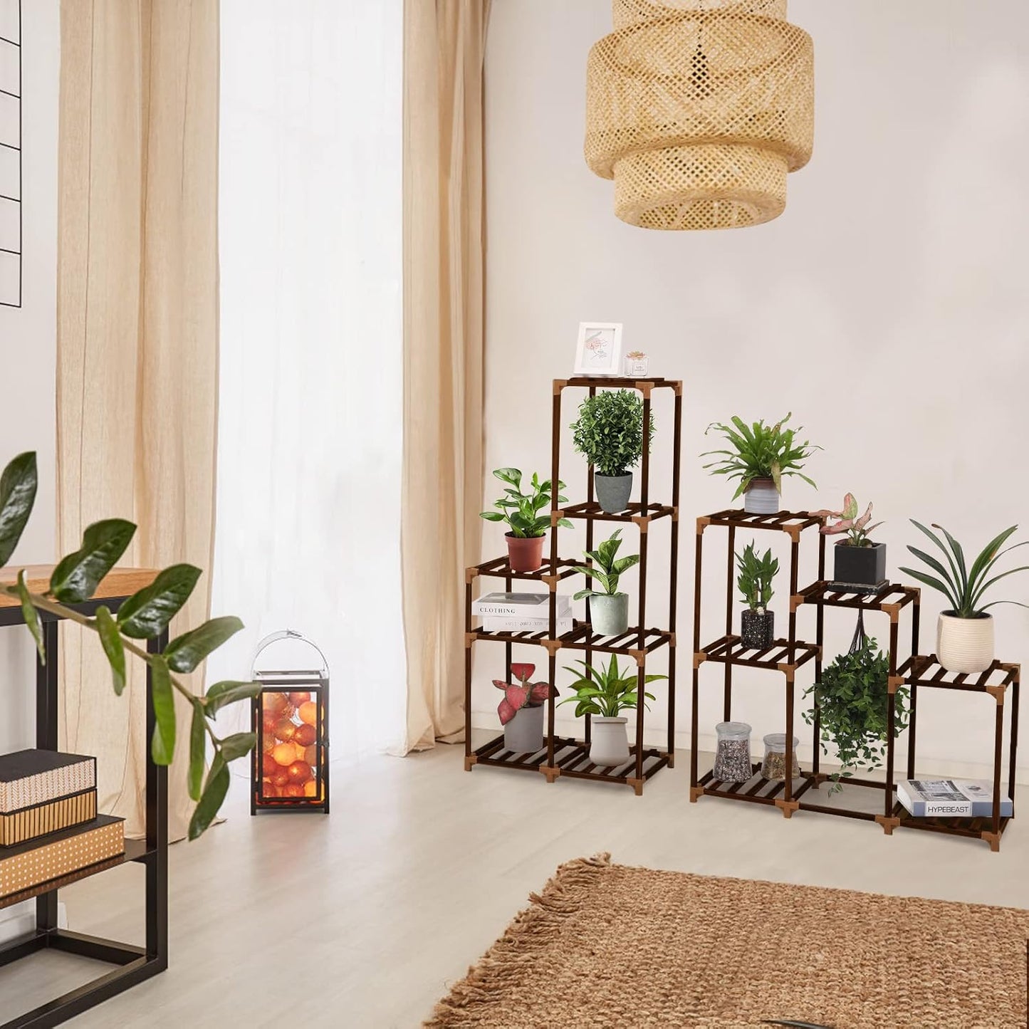 XXXFLOWER Plant Stand Indoor Outdoor 13 Tiers Wood Plant Shelf for Multiple Plants ,Large Plant Rack for Window Garden Balcony Patio Porch Living Room