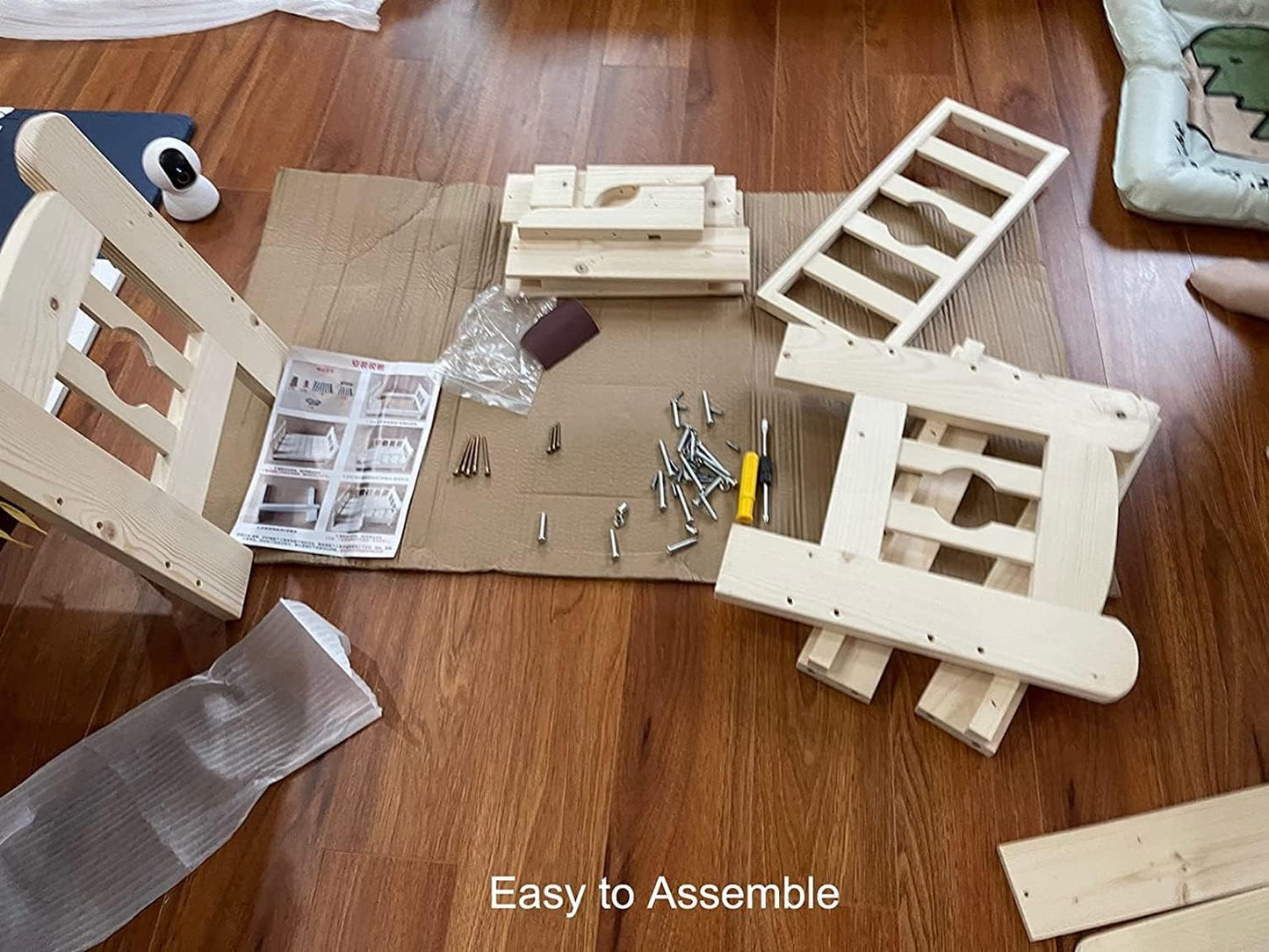 Dog Bed 68/80/100cm Wooden Dog Bed Pet Bed Pet Bed Frame Solid Wood Kennel Dog Bed with Guardrail & Stairs for Small Medium Large Dogs Cats for Dogs Pet Cat