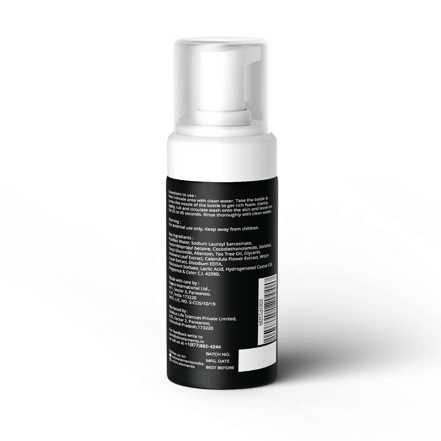 Skin Elements Intimate Wash for Men | pH Balanced Foaming Wash with Tea Tree Oil & Aloe Vera | Soothes, Refreshes & Maintains Hygiene | 4.05 fl. oz. |