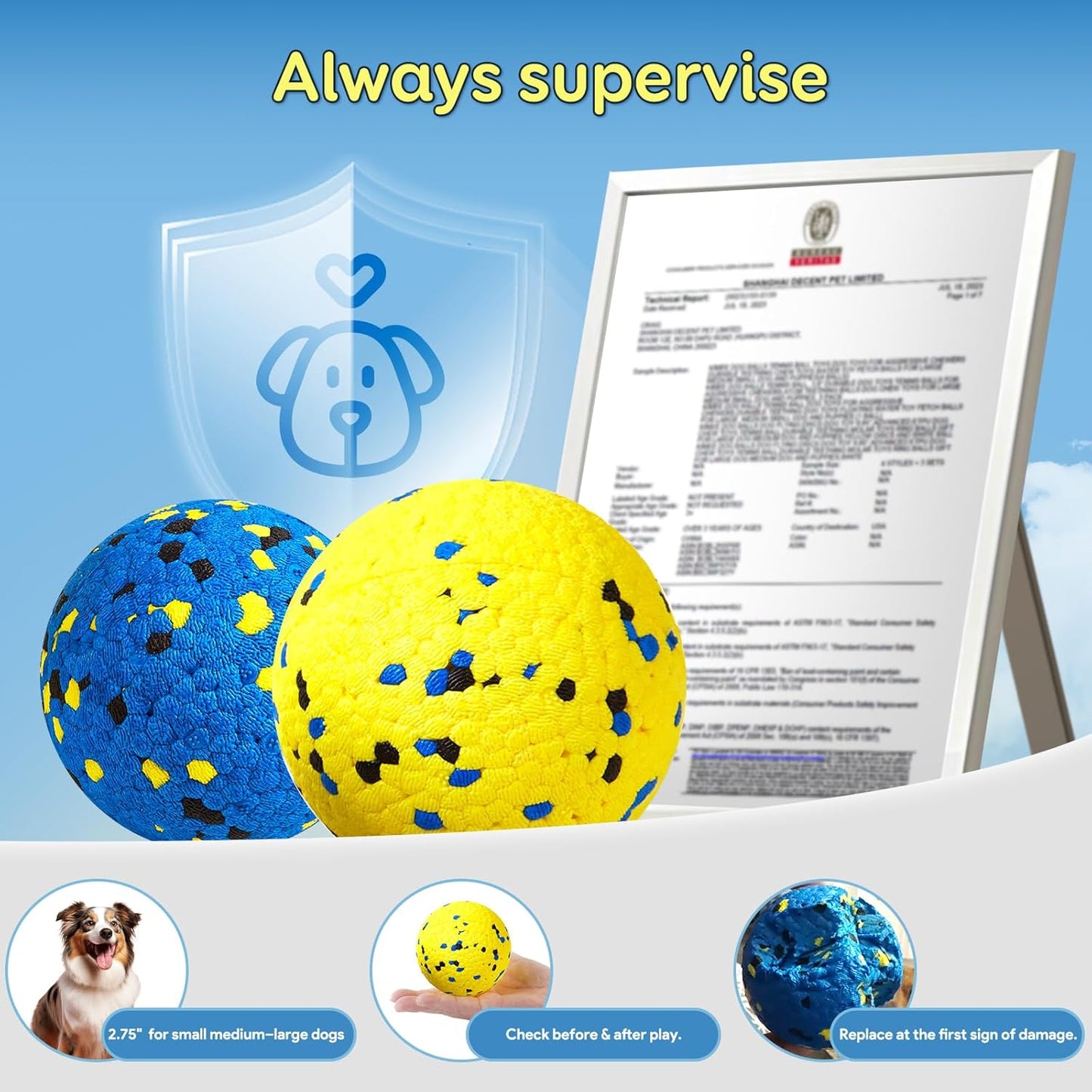 Dog Balls Tennis Ball Toys Dog Toys for Aggressive Chewers Durable Teething Chew Toys Water Toy Fetch Ball for Large Medium Small Dog and Puppies (4 Balls)