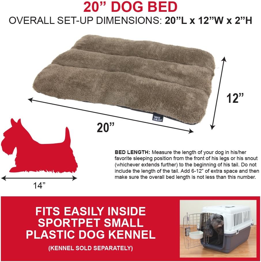 SportPet Designs Waterproof Pet Bed - Fits SportPet Plastic Dog Kennel, 20 inches,Brown