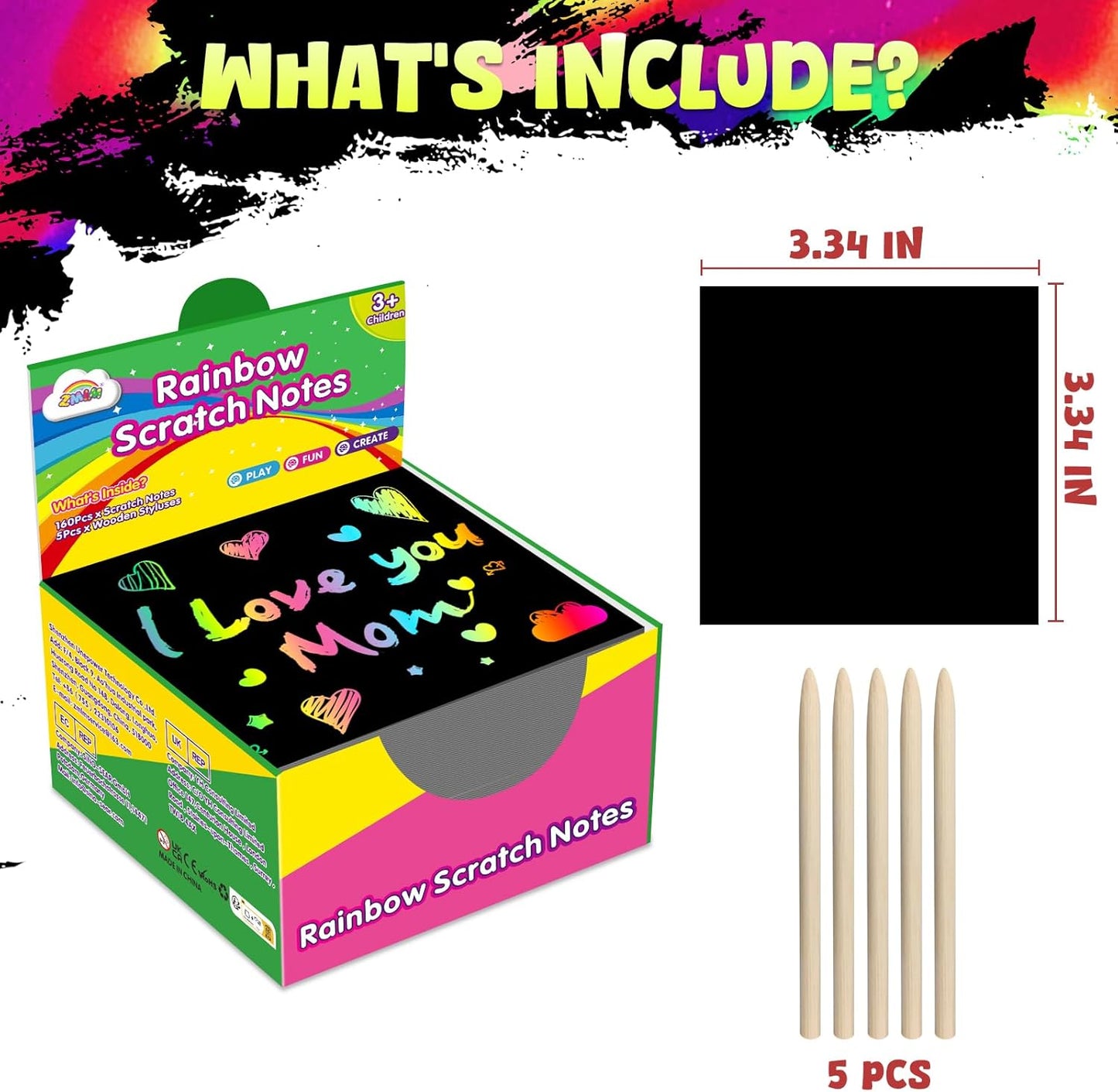 ZMLM 165 Pcs Rainbow Scratch Paper Art Notes - Easter Crafts for Kids Ages 4-8, Easter Basket Stuffers for Girls & Boys, Classroom Prizes, Student Gifts School Activity