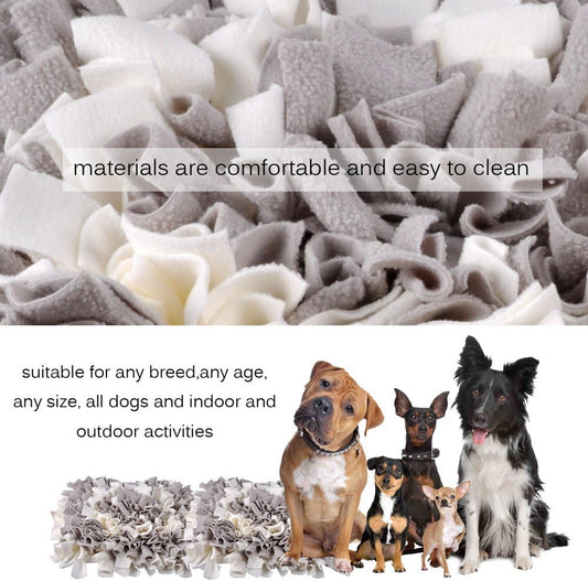 Snuffle Mat, Feeding Mat Blanket Dog Training Mats Feeding Mat Pet Activity Mat, Interactive Dog Toys Encourages Natural Foraging Skills, Perfect for Any Breed (17.7"X17.7")(Grey-White)