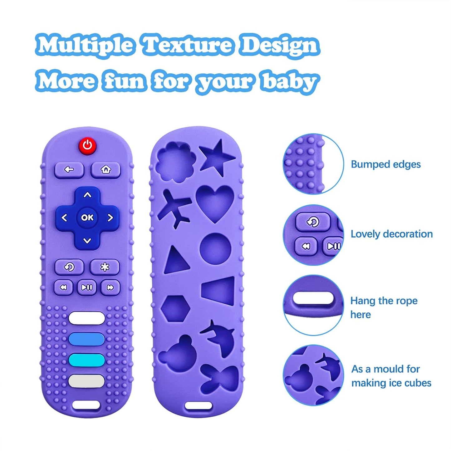 Baby Teething Toys, Food Grade Silicone Teether for Babies 3 6 12 18 Months, TV Remote Shape Toddlers Chew Toys, Freezer BPA Free (Pink RC)