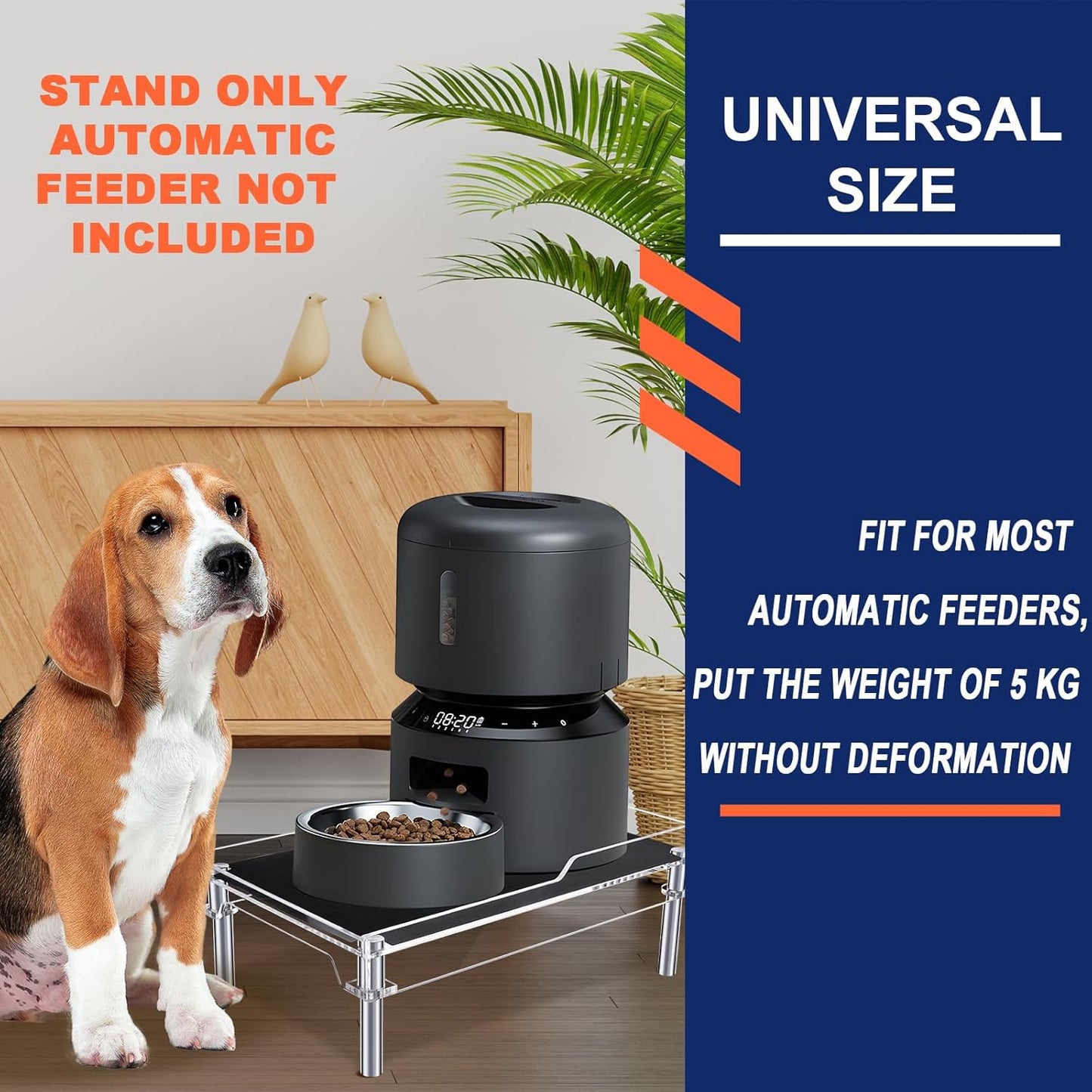 Beautyflier Raised Dog Feeder Stand Elevated Holder for Automatic Cat & Dog Feeders Pet Water Bowl Dispenser Stand Adjustable Fits Small Jugs Holds 5KG, Black (Holder ONLY)