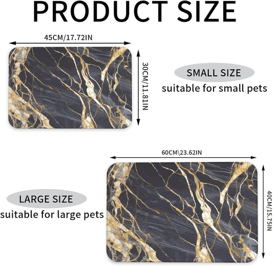 Pet Feeding Mat Leather Dog Food Mat Waterproof Pet Tablecloth Marble Pet Placemat for Dogs Absorbent Dog Bowl Mat Anti-Slip Dogs Mats for Food and Water
