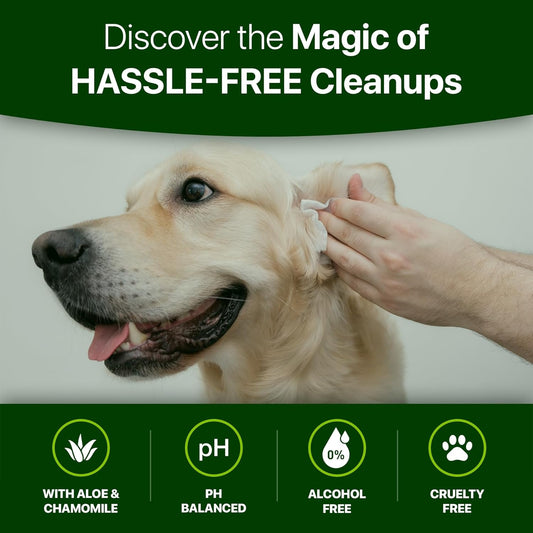 Premium Unscented Dog Wipes for Paws and Butt 100 Count - Compostable, Plant Based Dogs and Cat Wipes, Strong Grooming Pet Wipes for Dogs and Cats - Use on Body, Bum, Ear & Paws (Pack of 1)