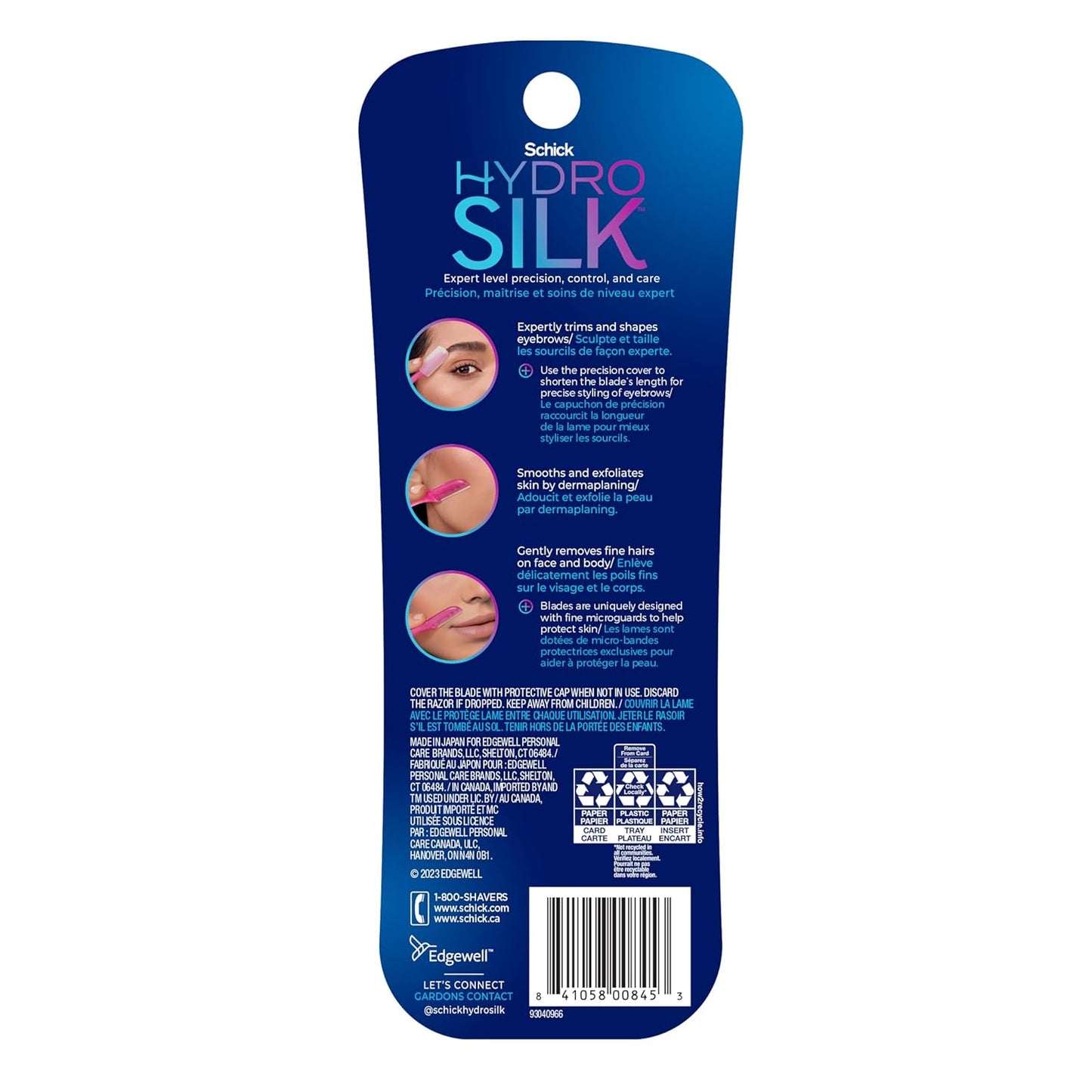 Schick Hydro Silk Touch-Up Dermaplaning Tool with Precision Eyebrow Cover, 9ct | Dermaplane Razor, Face Razors for Women, Peach Fuzz Remover | Beauty Stocking Stuffer