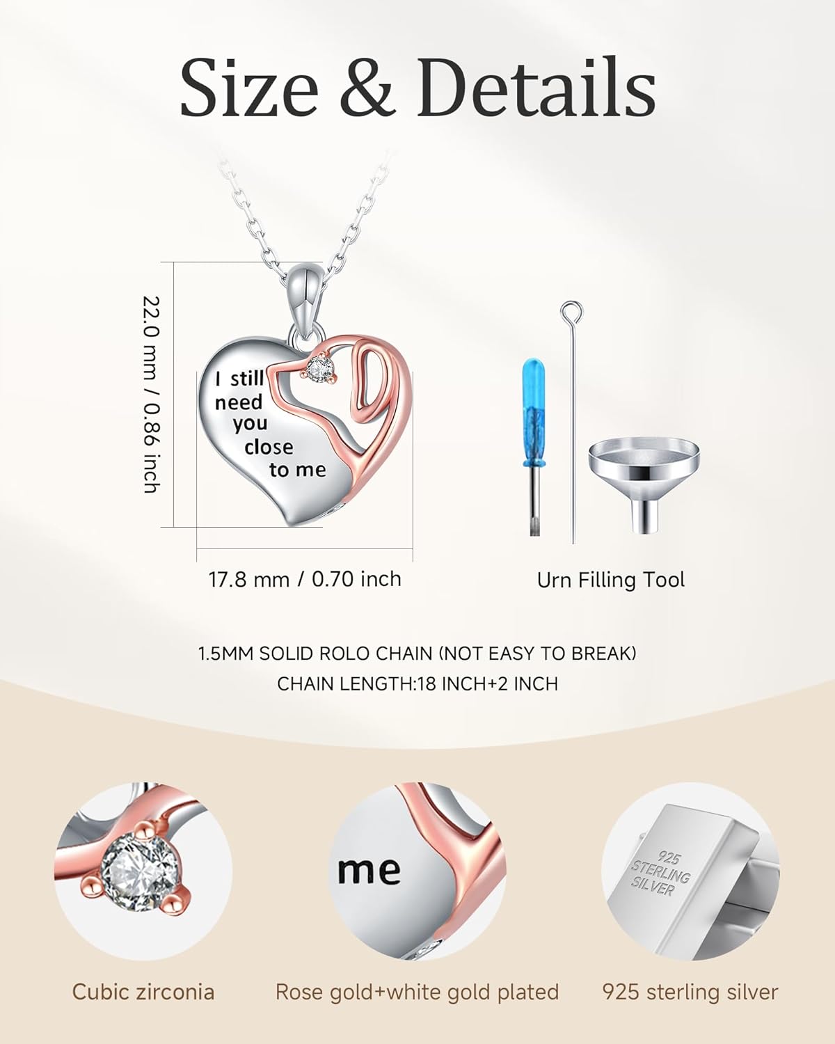 925-Sterling-Silver Cremation Pet Urn Necklace for Ashes for Dog - Heart Urn Dog Necklaces Pet Memorial Keepsake Memory Pendant Jewelry Gifts