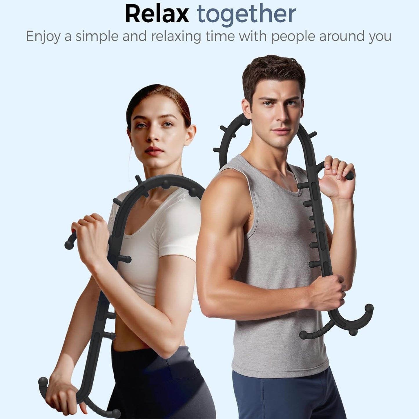 Back and Neck Massager for Pain Relief Deep Tissue, Upgraded Full Body Trigger Point Cane Massage Tools, Therapy Massage Stick Pressure Point Hook, Muscle Knot Remover Tool (Black)
