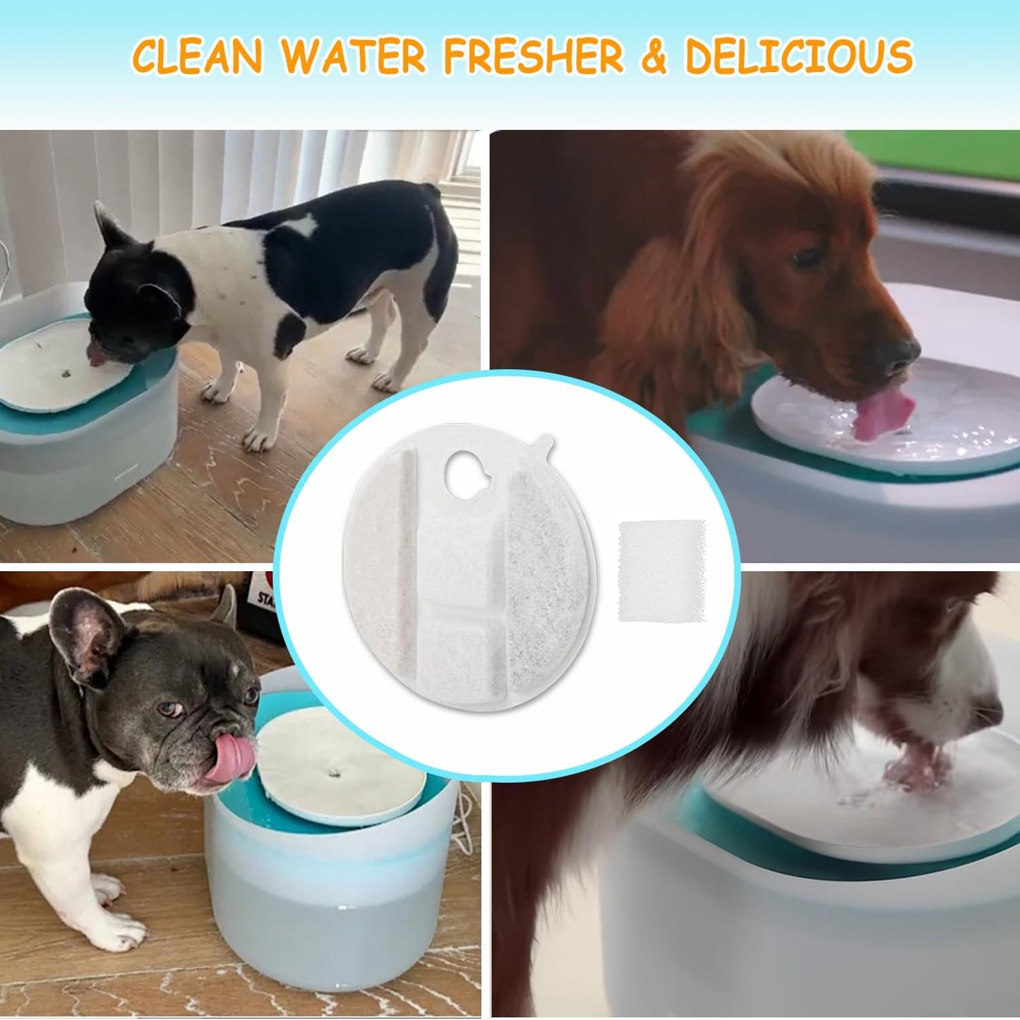 20 Pack Dog Water Fountain Replacement Filters for Petlibro Capsule Dog Fountain PLWF008,Pet Water Fountain Filter with Replacement Pre-Filter Pump Sponges with 1 Hard Brush.