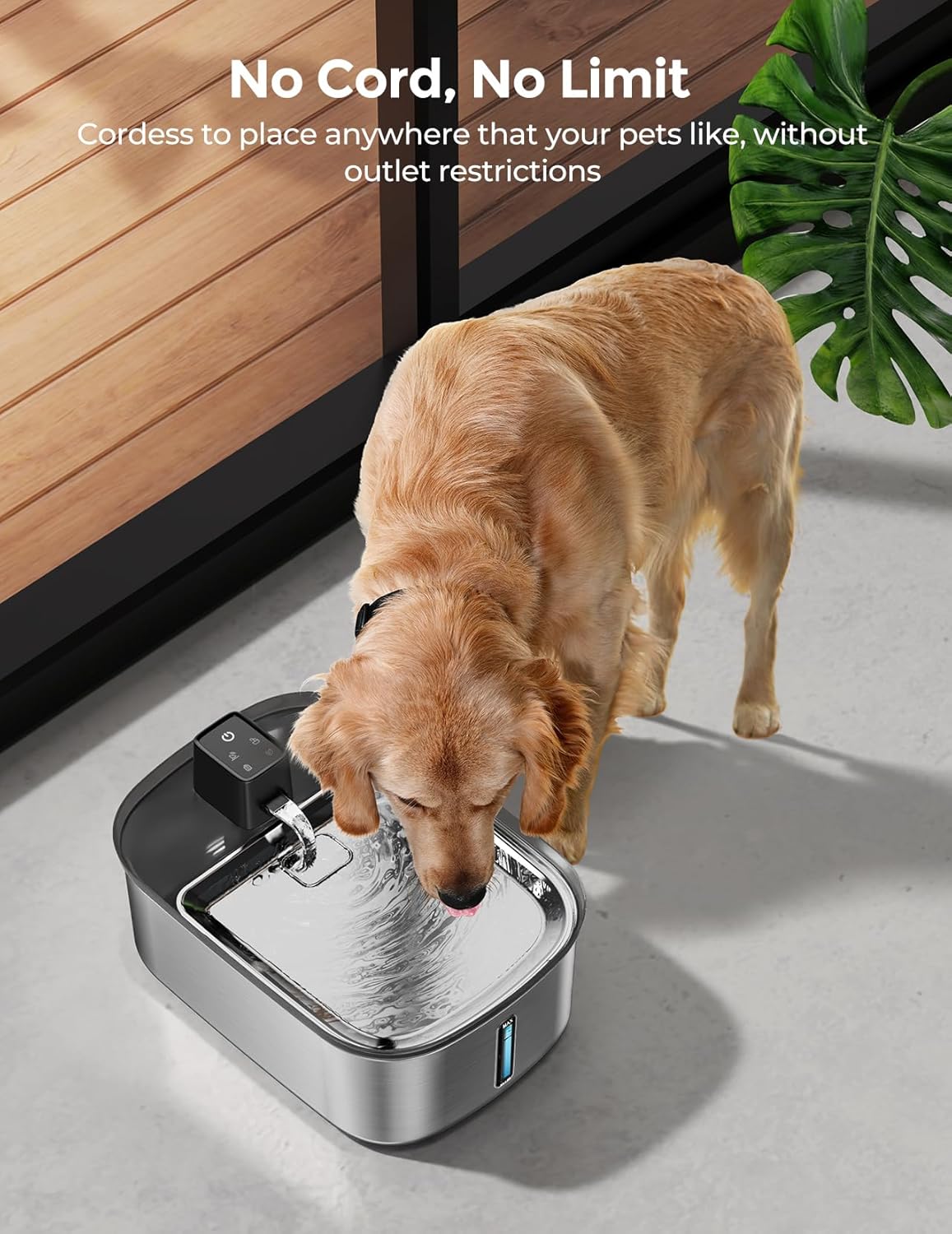 Wireless 7.5l/254oz/2Gal Dog Water Fountain for Large Dogs Stainless Steel, Quiet Pet & Cat Water Fountain with Motion Sensor, Automatic Water Dispenser for Dogs&Multi-Pet Homes with 6psc Filter