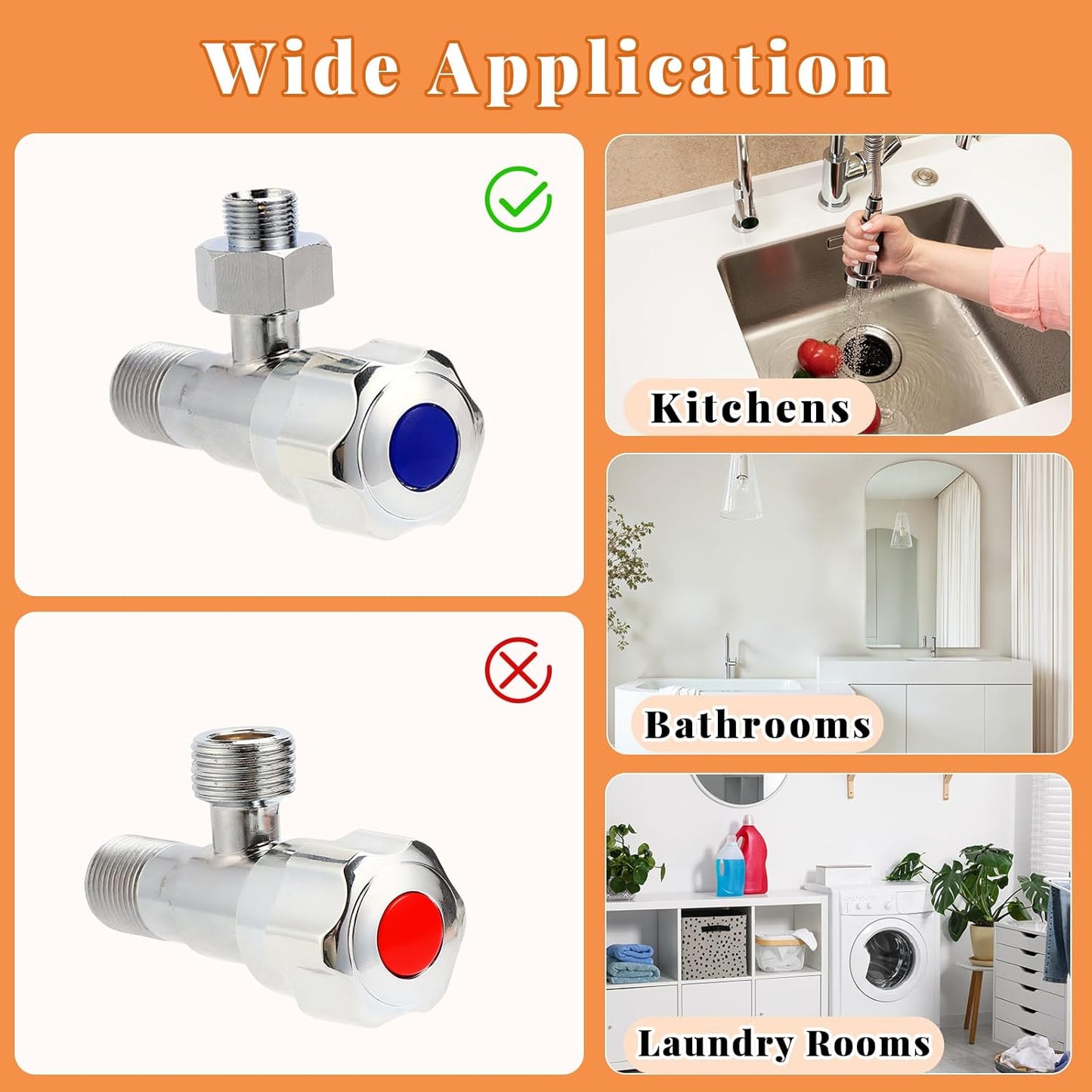 Water Line Adapter, 2 Pcs 1/2" Female to 3/8" Male Brass Reducer Adapters, Compression Pipe Fittings with Rubber Washers for Kitchen Bathroom Water Heater Supply Hose