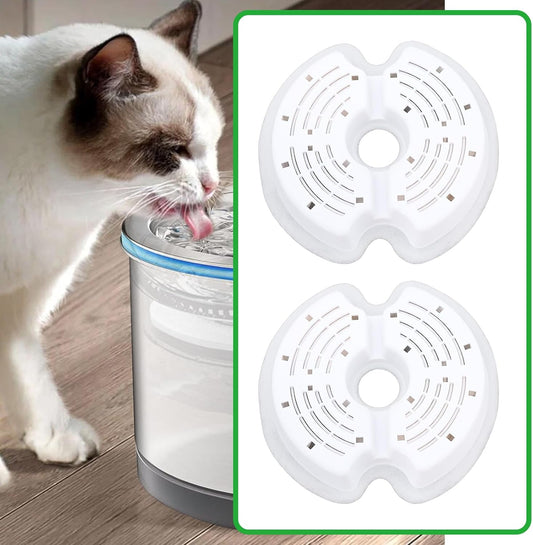 ECSiNG 4pcs Pet Fountain Replacement Filters for 84oz/2.5L Stainless Steel Pet Fountain Filter 4.05x3.9inch