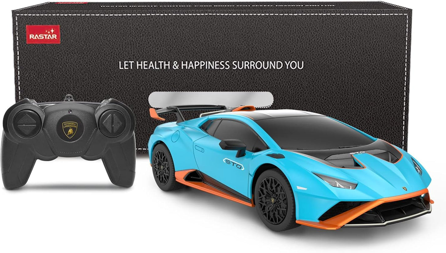 RASTAR by Lamborghini Huracan STO RC Car 1:24 Scale Remote Control Toy Car, R/C Model Vehicle for Kids Black RC - Blue