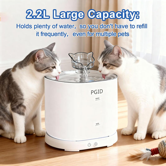 Cordless Cat Water Fountain for Drinking, 5000mah Battery Operated Pet Dog Water Fountain, 74oz/2.2L Automatic Cat Water Dispenser for Cats Dog Indoor Outdoor