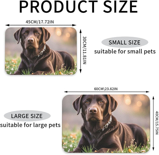 Pet Feeding Mat Leather Dog Food Mat Waterproof Pet Tablecloth Brown Labrador Retriever Pet Placemat for Dogs Absorbent Dog Bowl Mat Anti-Slip Dogs Mats for Food and Water