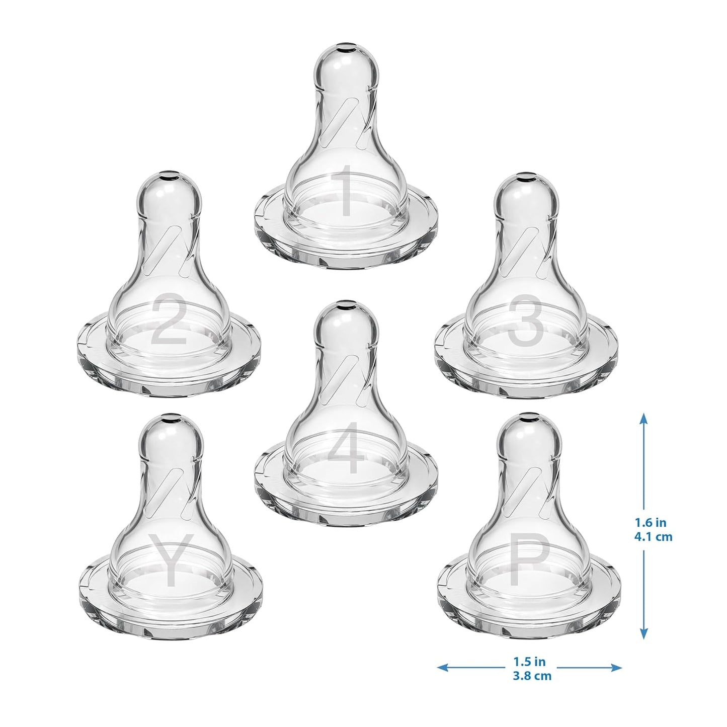 Dr. Brown's Natural Flow Level 1 Narrow Baby Bottle Silicone Nipple, Slow Flow, 0m+, 100% Silicone Bottle Nipple, 6 Count (Pack of 1)