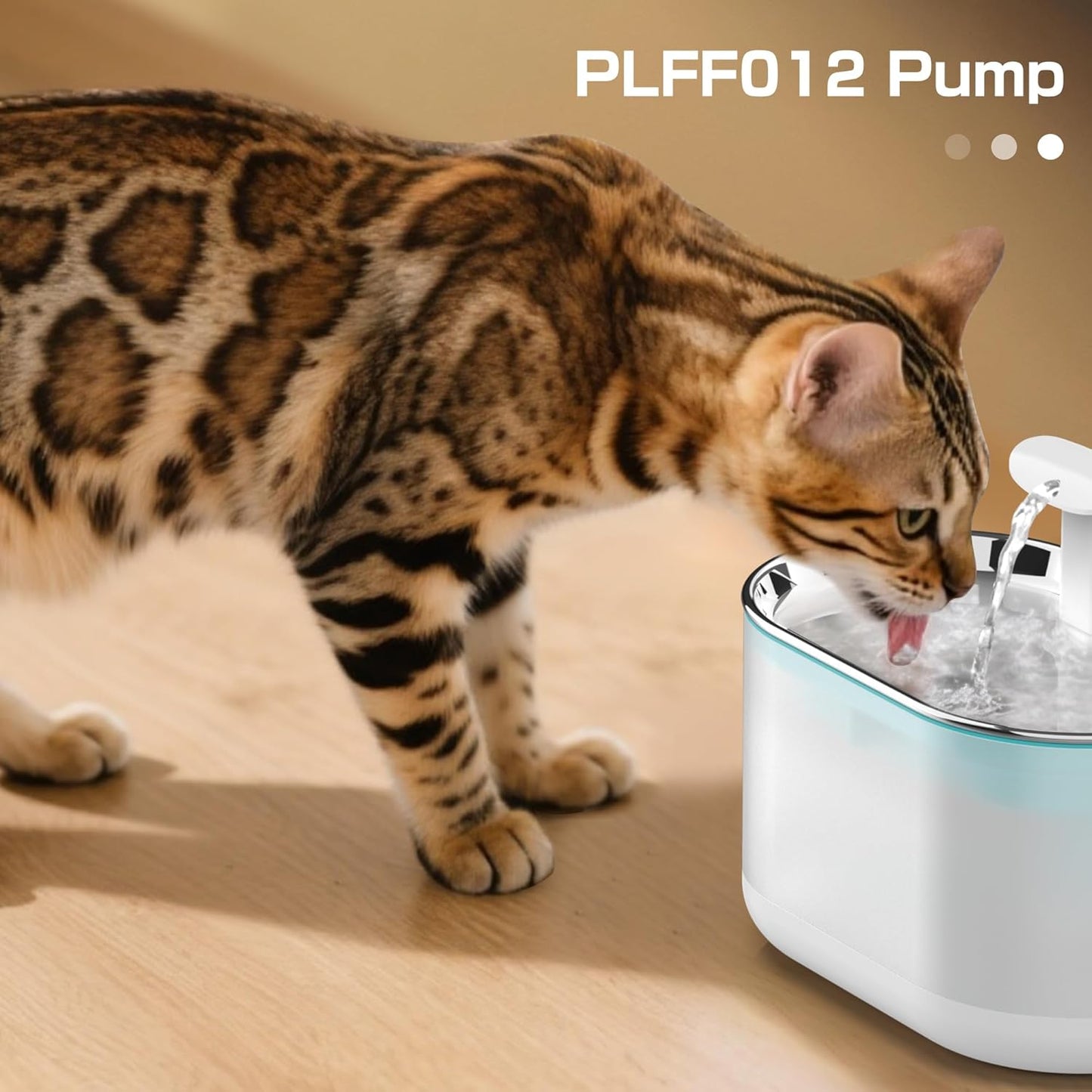 PLFF012 Replacement Pump for Cat Water Fountain, Compatible with Model PLWF002, Ultra Quiet Pump with 4 Filters Kit