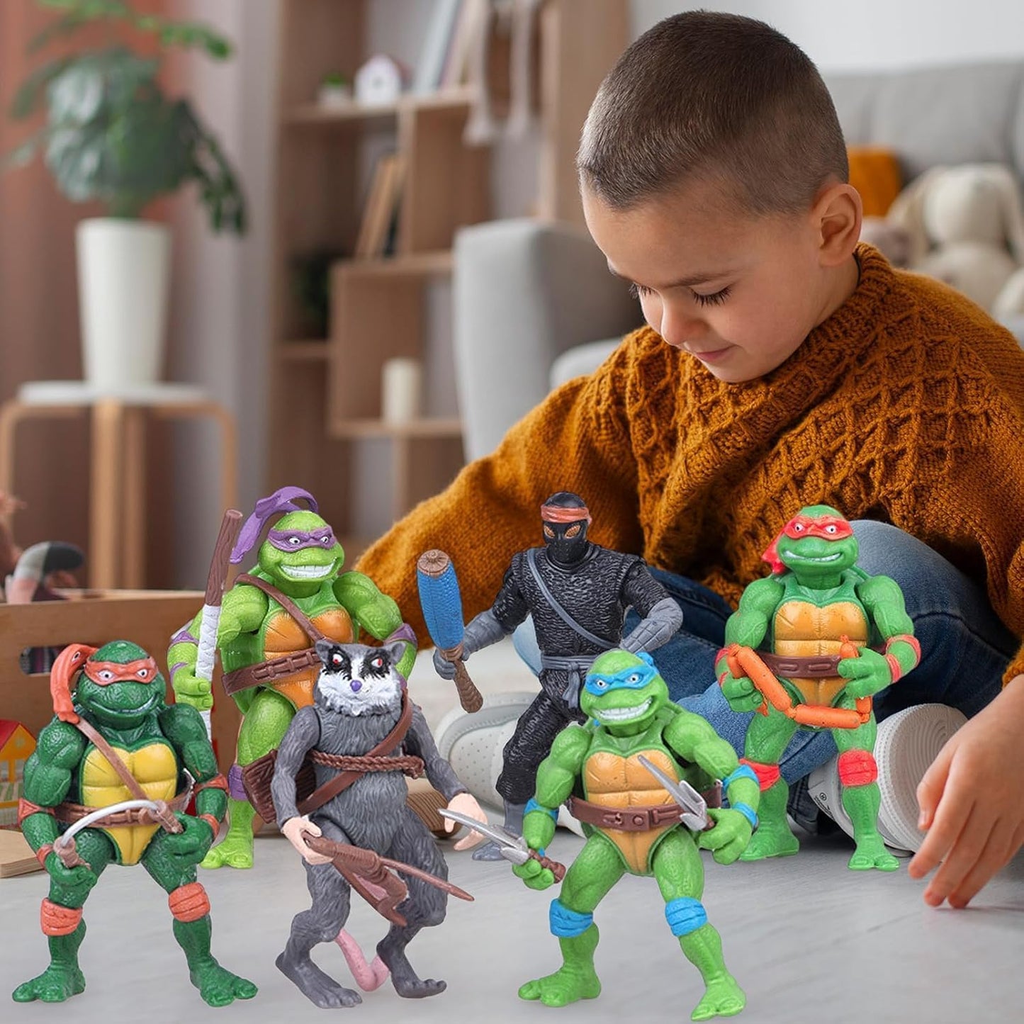 4.7" Turtles Action Figures 6PCS Figure Bundle Toys Collection Birthday for Kids