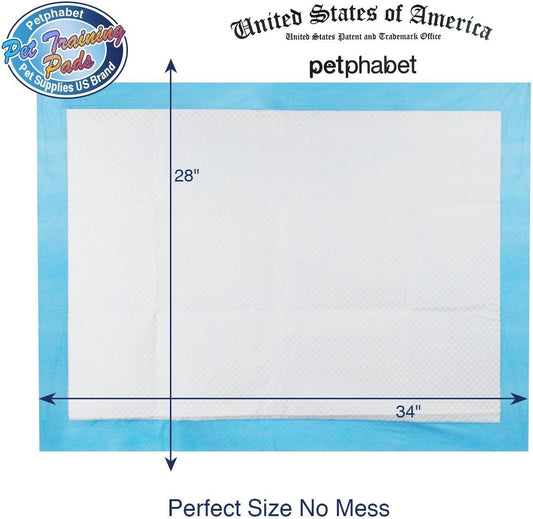 Puppy Pads, 34" x 28" XXL-Large, Ultra Absorbent - All Day Premium Dog Pads - 42 Count by Petphabet