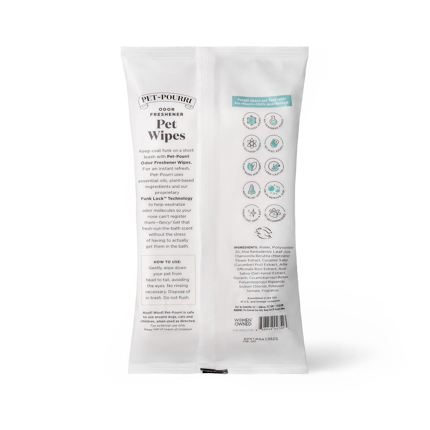Poo-Pourri Pawsitively Fresh Deodorizing Pet Wipes – Quick Cleaning Wipes for Dogs & Cats – Plant Based Ingredients – Vet Recommended – Cleaner Odor Remover Wipes for Paw, Fur & Skin Soothing
