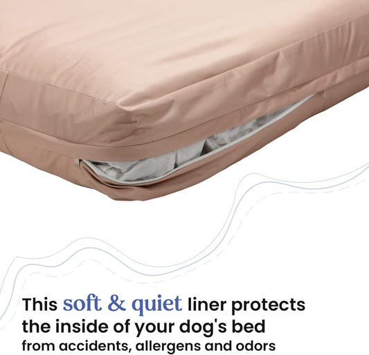 Dog Bed Cover – Waterproof Cover for Dog Bed – Heavy Duty, Machine Washable Zippered Liner – Durable, USA-Made Fabric for Pets – Ideal Pet Bedding Protector for Accidents and Messes - Round (Tan)