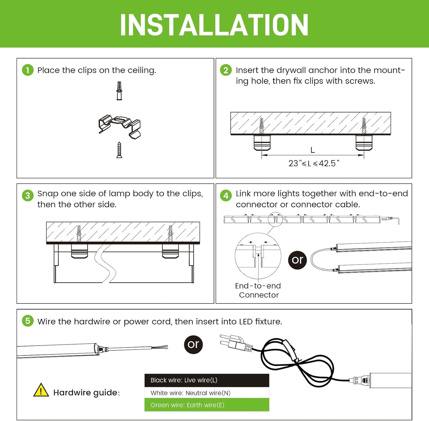 Pak 4FT LED Shop Lights, 2300LM 6500K Cool White, 20W Energy Efficient Linkable Ceiling and Under Cabinet Lighting, T5 Integrated Utility Fixture for Garage, Workshop, Basement, FCC Certified, 8 Pack