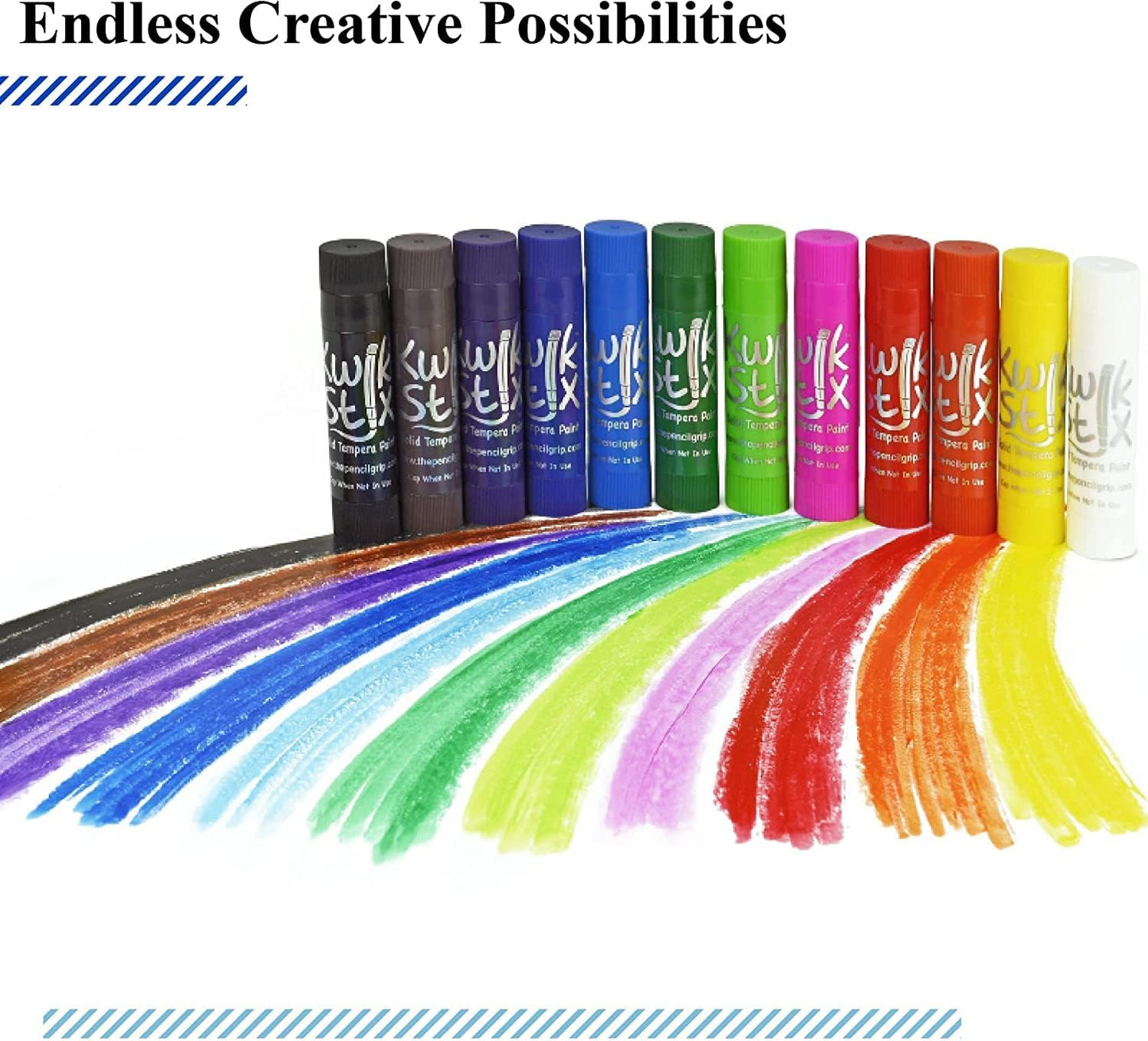 Kwik Stix Solid Tempera Paint Sticks, 24 Colors, Washable Paint Sticks for Kids, Non-Toxic, Quick Drying, Allergen Free, Comes in Classic, Metallic, & Neon Colors, Ideal for Kids and Toddlers