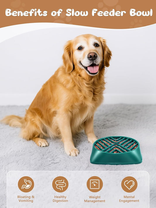 KASBAH Slow Feeder Dog Bowls Large Breed, 5 Cups Capacity for Wet & Dry Food, Puzzle Maze Bowl for Fast Eaters, Non-Slip Base, BPA Free, Helps Prevent Bloat and Aid Digestion
