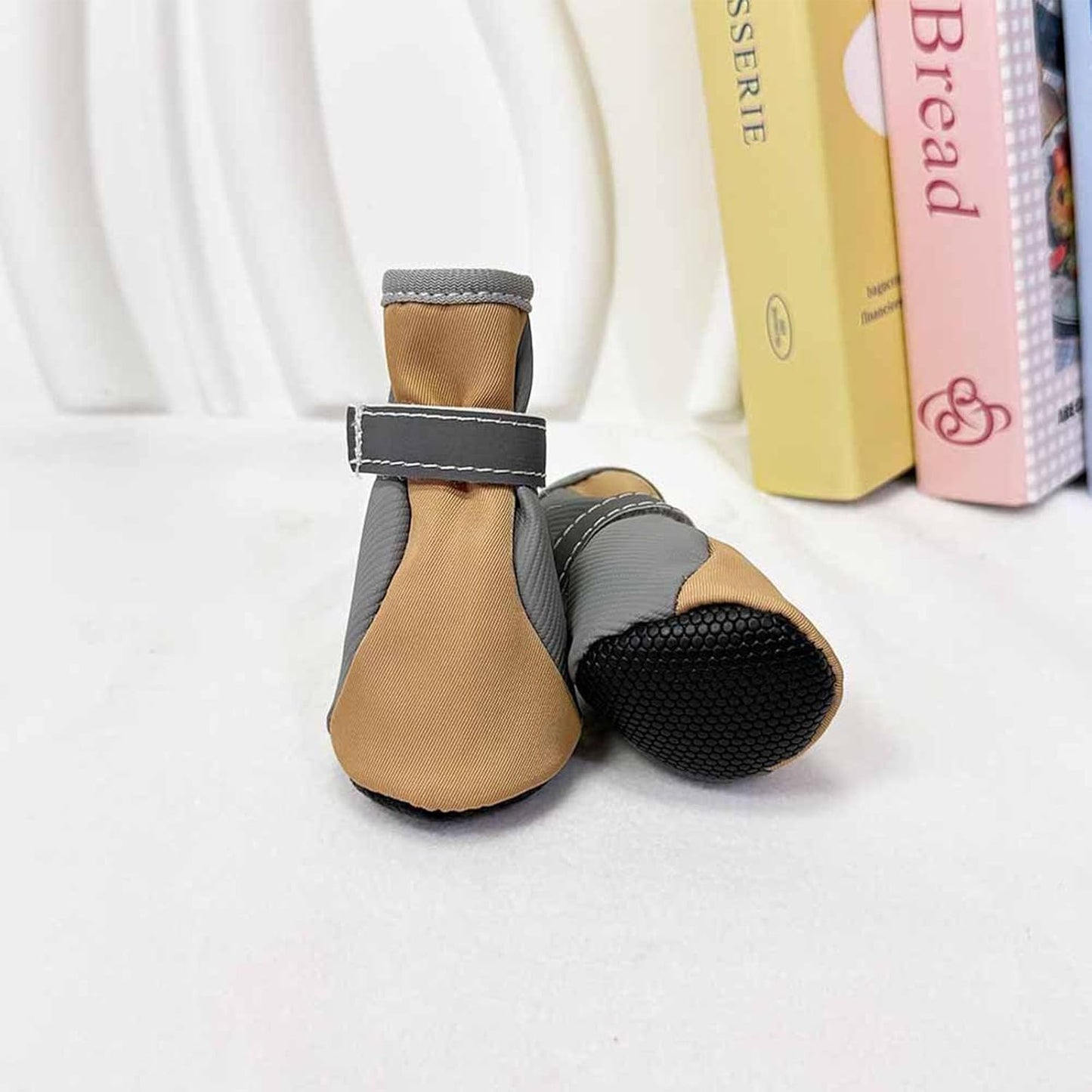Waterproof Dog Shoes for Winter Rainy Snowy Day,Outdoor Pet Booties & Paw Protectors with Reflective Strip Anti-Slip Sole for Small Medium Dogs_#2(Brown)