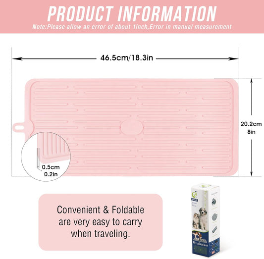 Pet Placemat for Dog and Cat,Mat for Prevent Food and Water Overflow,Portable and Foldable Mat,Suitable for Medium and Small Pet Placemat for Dog and Cat(Pink)