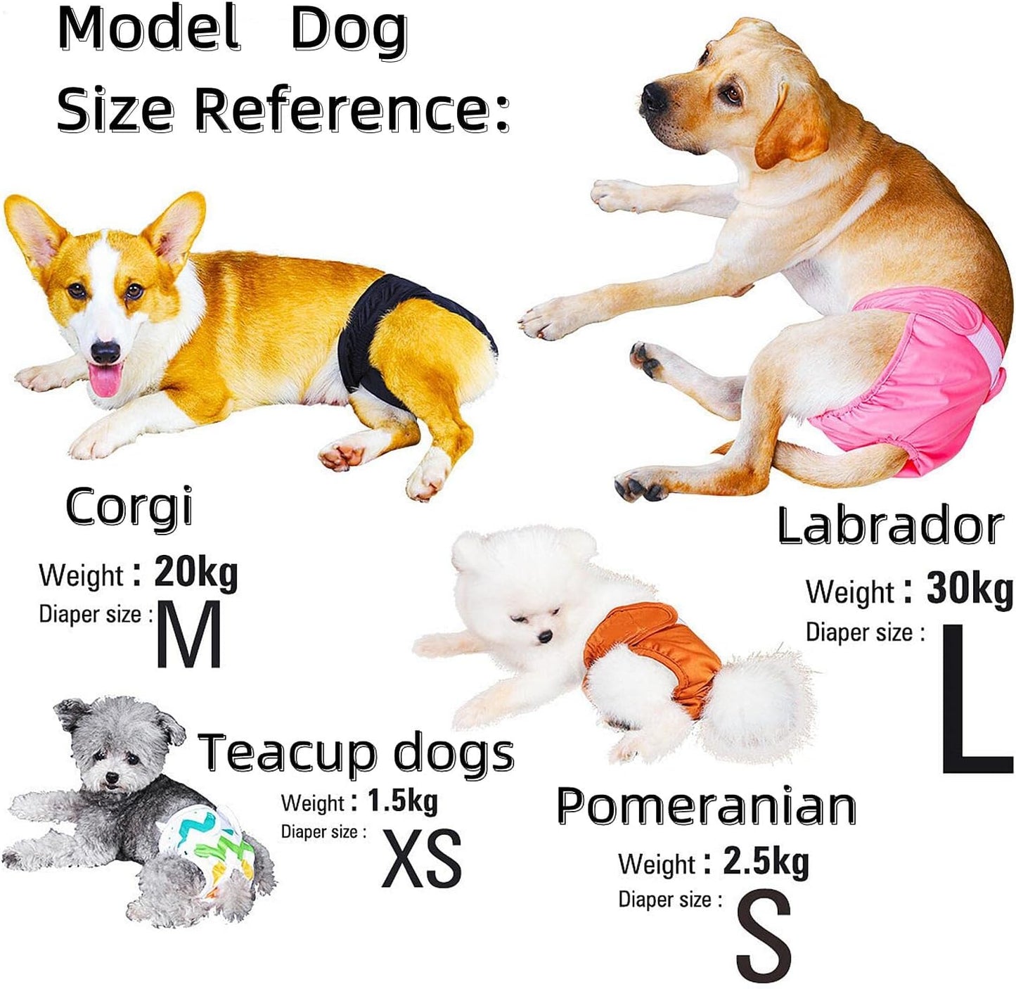 Washable Dog Diapers (7 Pack), Durable Doggie Diapers, Premium Female Dog Diapers (M)