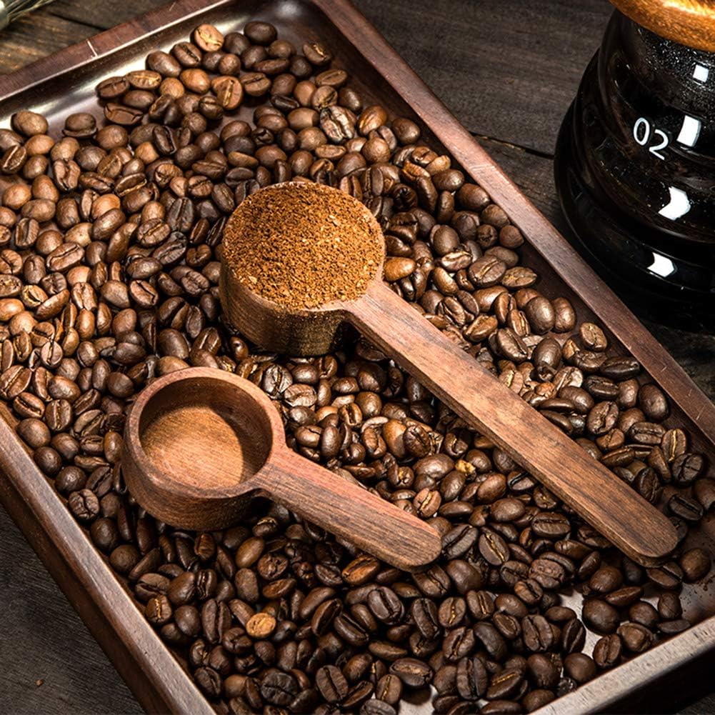 Coffee Spoons, ablespoon Scoop, Coffee Ground Spoon, Measuring for Ground Beans or tea, Soup Cooking Mixing Stirrer Kitchen Tools Utensils, 1 Wooden Tea Scoop (Walnut Wooden 3.86 in)