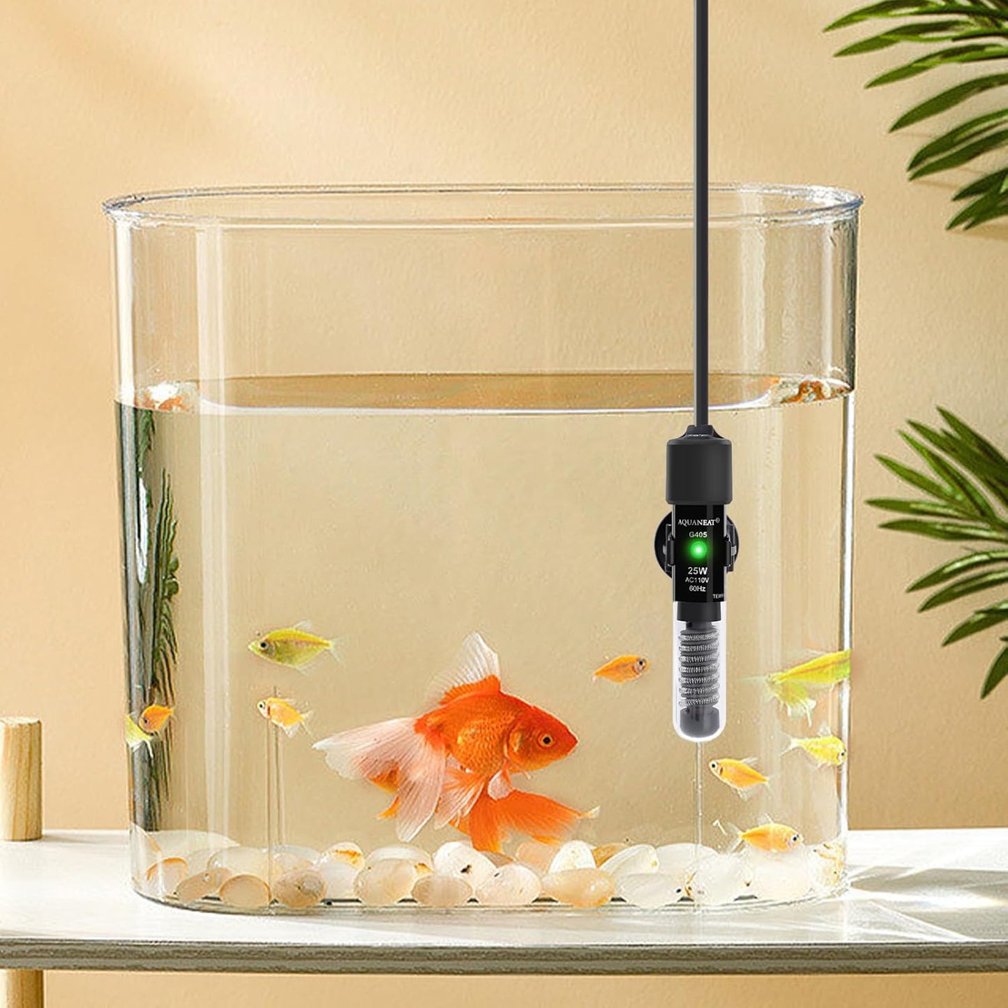 AQUANEAT Aquarium Heater, 25W Small Betta Fish Tank Heater, Mini Preset Water Thermostat with a Thermometer