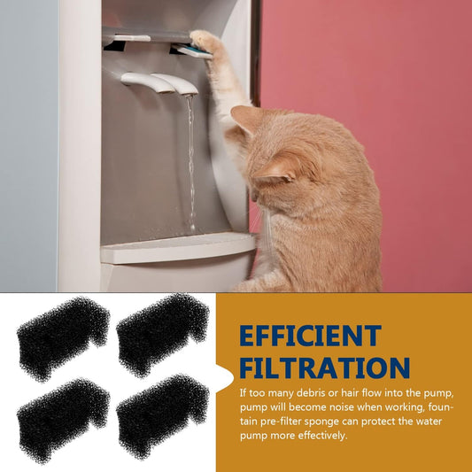 Happyyami 4pcs Pet Water Fountain Replacement Sponge Filter Elements u Compatible for Cleaner Fresher Drinking Water for Cats and Dogs