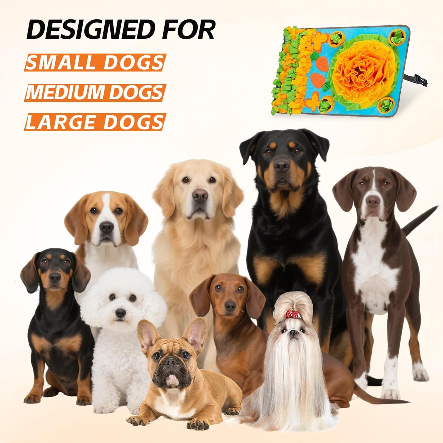 Snuffle Mat for Dogs, 32 X 19 Inches Interactive Dog Toys for Boredom & Slow Eating, Durable Dog Feeder Puzzle Toy, Dog Enrichment Toys for Small Medium & Large Dogs
