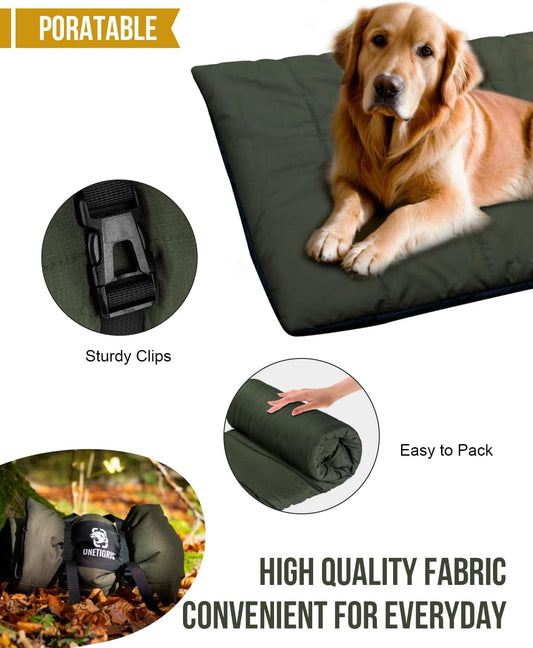 ONETIGRIS Large Dog Bed Washable Matteress Anti Slip Cushion for Pets Sleeping, 3.6ft by 2.2ft Water-Resistant Pet Bed for Indoor Outdoor(Green)