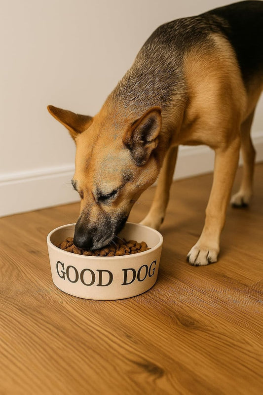 Good Dog Paw Prints Merge Pet Bowl - Large - 5 Cups - Brown - Set of 2