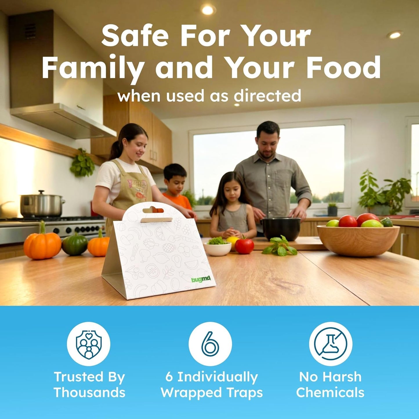 BugMD Pantry Moth Traps (6-Pack) – Pheromone-Based Sticky Glue Traps, Non-Toxic, Kills Indian Meal Moths – Kitchen & Food-Storage Safe - White