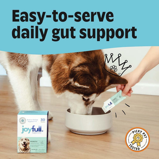 Joyfull Probiotics for Dogs - Supports Gut Health, Immune System, Occasional Diarrhea, Digestive Health, Gas & Bloating - 30 Packets of 1g Powder Probiotics