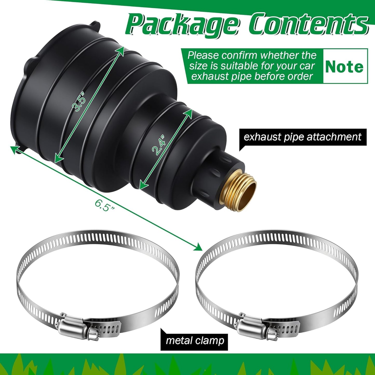 Qualirey 1 Pack Pest Control Exhaust Pipe Attachment Transport Exhaust from Car to Underground for Killing Outdoor Rodents Such as Moles, Gophers (FIT for Pipe in 2"-2.4"/3"-3.5" Diameter) (Black)