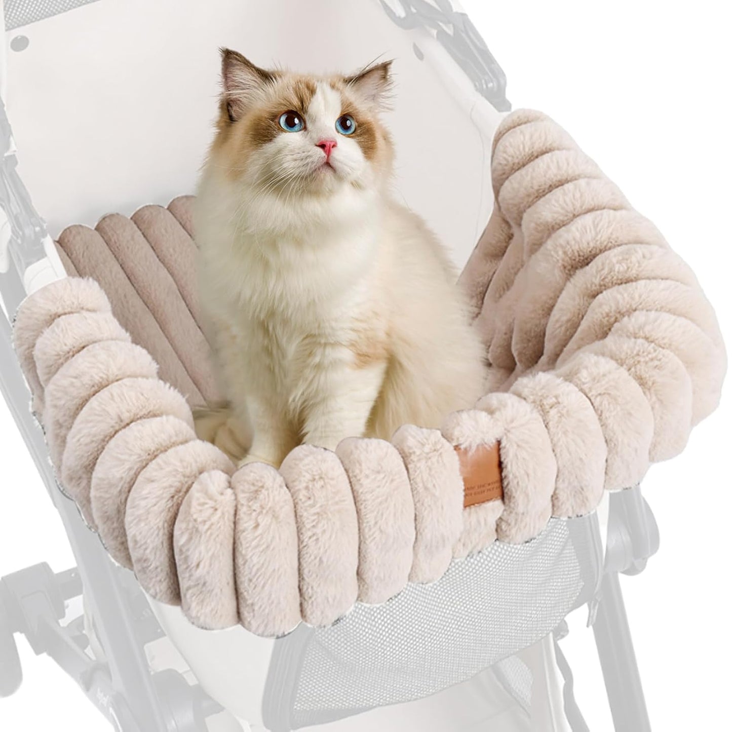 Dog Stroller Cushion - Plush Warm Washable Mat, Magnetic Buckle, Outdoor Indoor Travel, Cat Puppy House, Outside Gear, Small Grey Fabric Lightweight Aesthetic Soft Pet Comfort Device