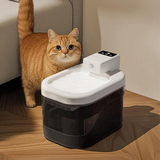 Luqeeg Cat Water Fountain, 2l Large Capacity Supply Sensing Circulating Automatic Pet Fountain, Dog Water Dispenser Gravity Cat Feeder Monitors Levels Slow Bowl for Pet Drinking